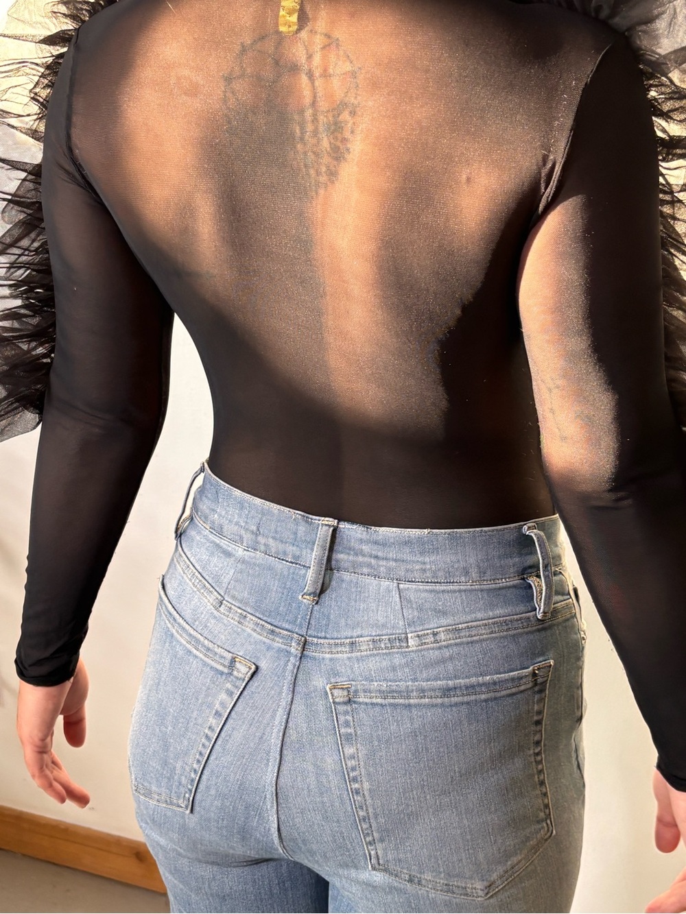 Black Ruffled One Piece - Picture 3 of 3
